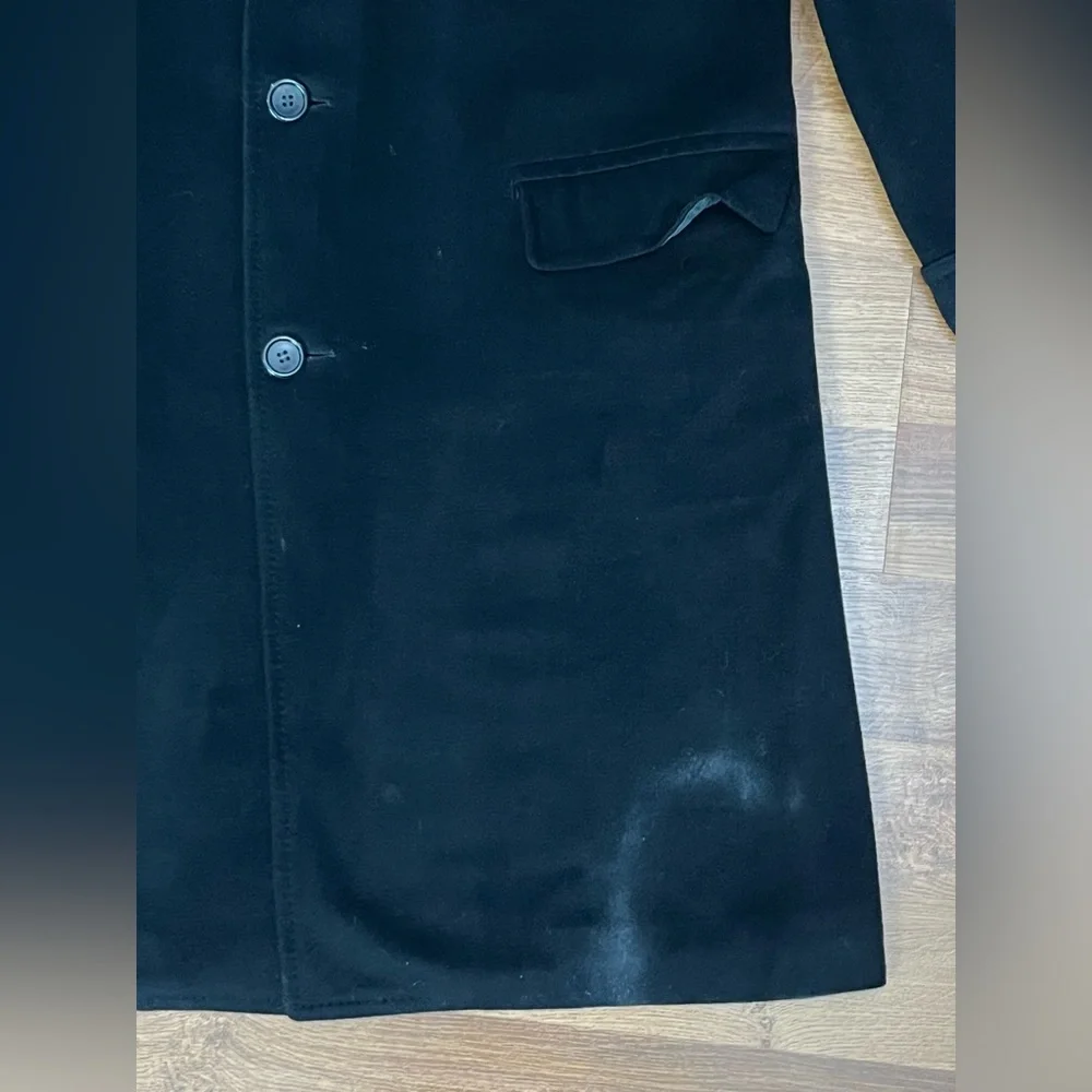 Vintage 1950s Schlesinger’s NY 100% Black Mongolian Cashmere 3 Button Overcoat